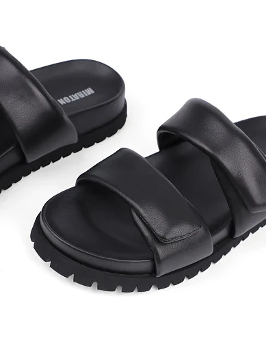 Женские шлепанцы MIRATON кожаные черные - фото 5 - Miraton