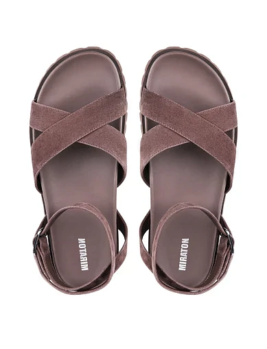 Женские сандалии MIRATON велюровые коричневые - фото 4 - Miraton