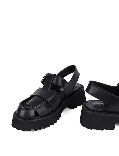 Жіночі туфлі слінгбеки MIRATON шкіряні чорні (228-28-1) - фото 2 - Miraton