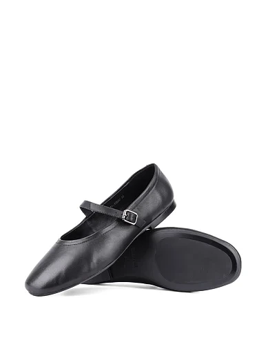 Женские балетки MIRATON кожаные черные - фото 2 - Miraton