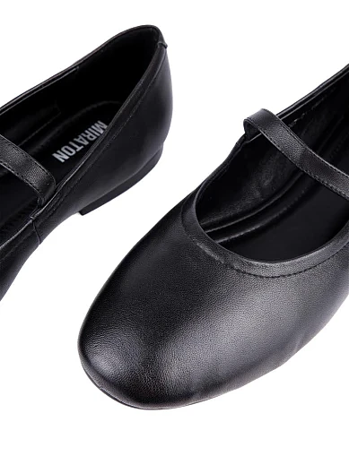 Женские балетки MIRATON кожаные черные - фото 5 - Miraton