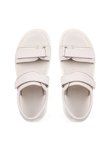 Женские сандалии MIRATON кожаные молочного цвета - фото 4 - Miraton