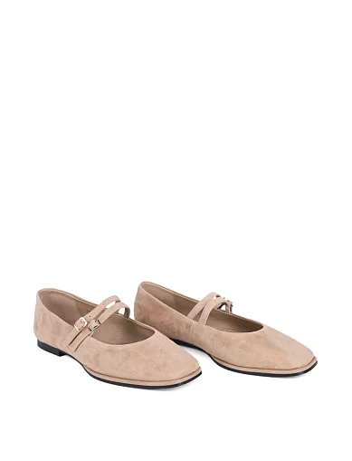 Жіночі балетки Мері Джейн MIRATON велюрові бежеві (Y101-25) - фото 3 - Miraton