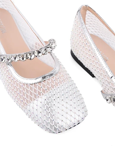 Жіночі балетки MIRATON шкіряні срібряного кольору (Y103-16) - фото 6 - Miraton