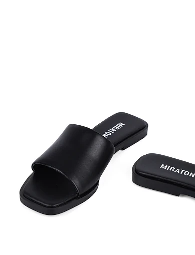 Женские шлепанцы MIRATON кожаные черные - фото 4 - Miraton