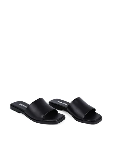 Женские шлепанцы MIRATON кожаные черные - фото 5 - Miraton