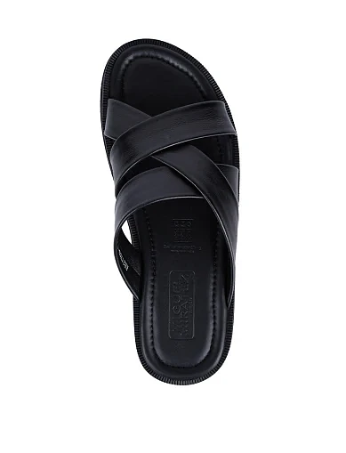 Чоловічі шльопанці Miguel Miratez шкіряні чорні - фото 5 - Miraton