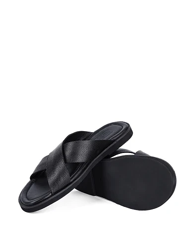 Мужские шлепанцы Miguel Miratez кожаные черные - фото 2 - Miraton