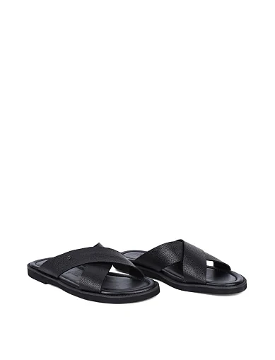 Мужские шлепанцы Miguel Miratez кожаные черные - фото 3 - Miraton