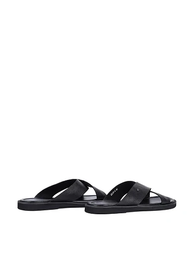 Мужские шлепанцы Miguel Miratez кожаные черные - фото 4 - Miraton