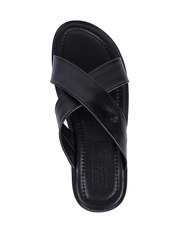 Чоловічі шльопанці Miguel Miratez шкіряні чорні - фото 5 - Miraton