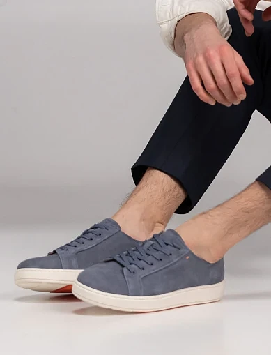 Мужские кеды MIRATON замшевые голубые - фото 1 - Miraton