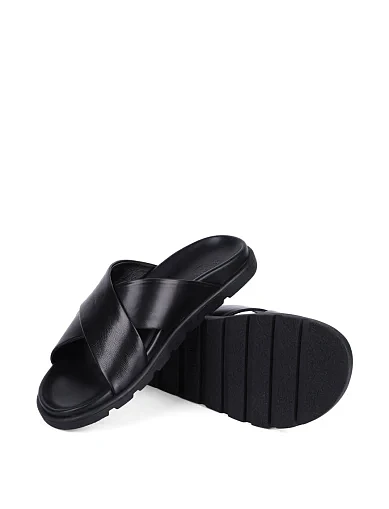 Чоловічі шльопанці Miguel Miratez шкіряні чорні - фото 2 - Miraton