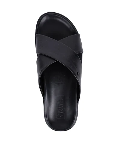 Чоловічі шльопанці Miguel Miratez шкіряні чорні - фото 5 - Miraton