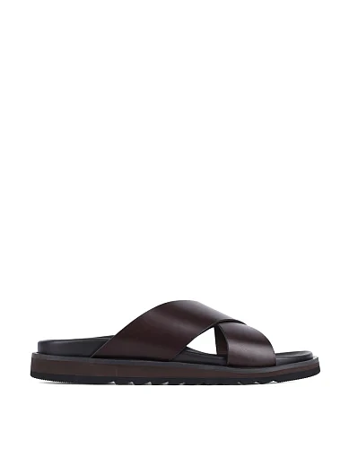 Мужские шлепанцы Miguel Miratez кожаные коричневые - фото 1 - Miraton