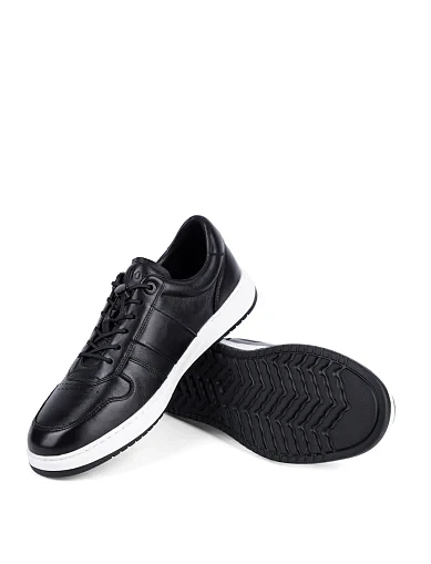 Мужские кеды MIRATON кожаные черные - фото 2 - Miraton