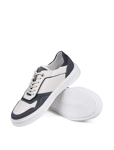 Чоловічі кеди MIRATON шкіряні біло-сірі - фото 2 - Miraton