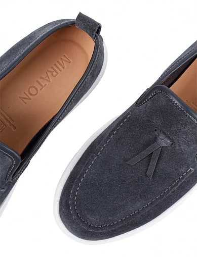 Мужские туфли лоферы MIRATON замшевые серые - фото 5 - Miraton