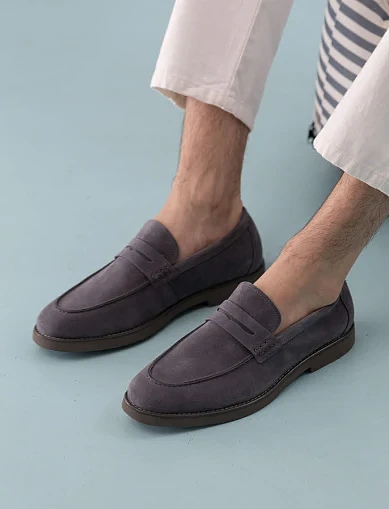 Мужские туфли лоферы Miguel Miratez замшевые серые - фото 1 - Miraton