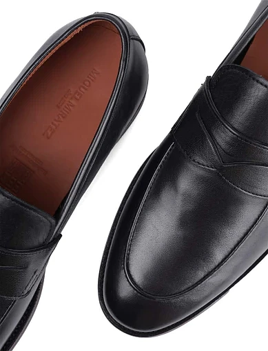 Мужские туфли лоферы Miguel Miratez кожаные черные - фото 5 - Miraton