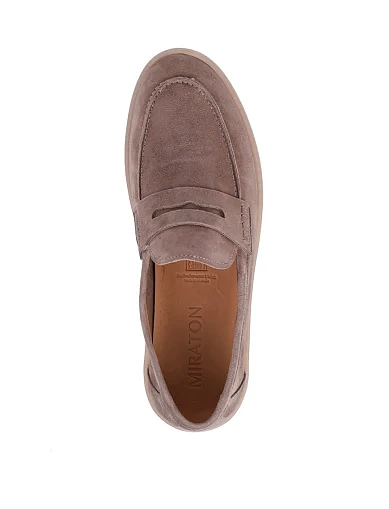 Мужские туфли лоферы MIRATON замшевые бежевые - фото 2 - Miraton
