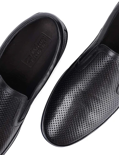 Мужские слипоны Miguel Miratez кожаные черные - фото 5 - Miraton