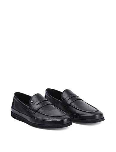 Мужские туфли лоферы Miguel Miratez кожаные черные - фото 3 - Miraton