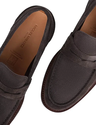 Мужские туфли лоферы Miguel Miratez замшевые серые - фото 5 - Miraton