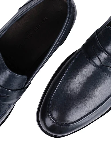 Мужские туфли лоферы Miguel Miratez кожаные синие - фото 5 - Miraton