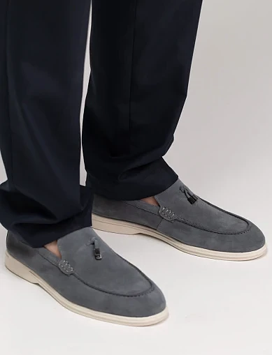 Мужские туфли лоферы Miguel Miratez замшевые голубые - фото 1 - Miraton