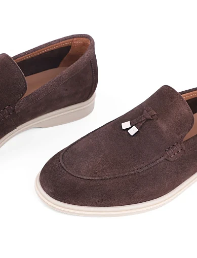 Мужские туфли лоферы Miguel Miratez замшевые коричневые - фото 5 - Miraton