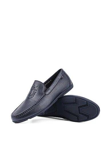 Мужские мокасины Miguel Miratez кожаные синие - фото 2 - Miraton