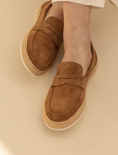 Мужские туфли лоферы Miguel Miratez замшевые бежевые - фото 7 - Miraton