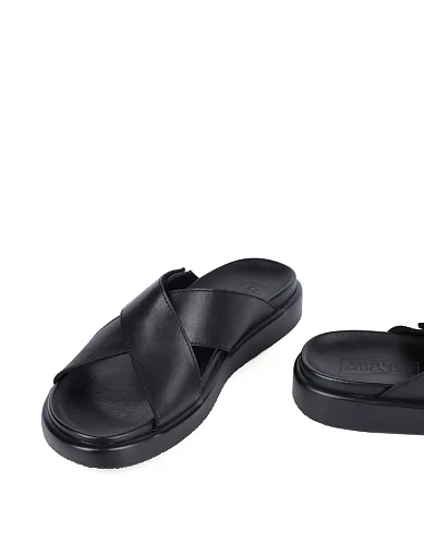 Чоловічі шльопанці Miguel Miratez шкіряні чорні - фото 2 - Miraton