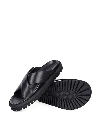 Мужские шлепанцы Miguel Miratez кожаные черные - фото 2 - Miraton