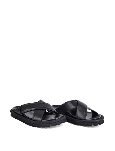 Мужские шлепанцы Miguel Miratez кожаные черные - фото 3 - Miraton