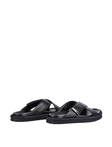 Мужские шлепанцы Miguel Miratez кожаные черные - фото 4 - Miraton