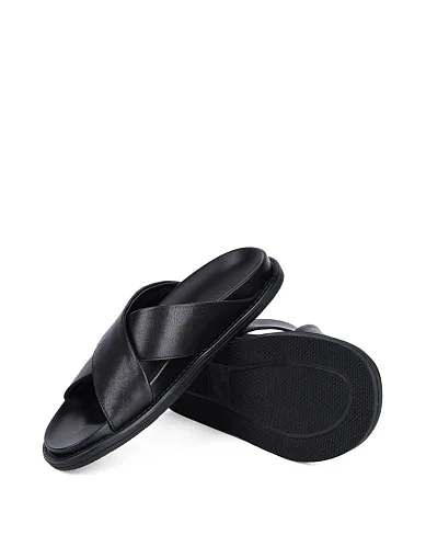 Чоловічі шльопанці Miguel Miratez шкіряні чорні - фото 2 - Miraton