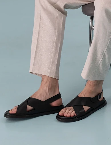 Чоловічі сандалі Miguel Miratez шкіряні чорні - фото 1 - Miraton