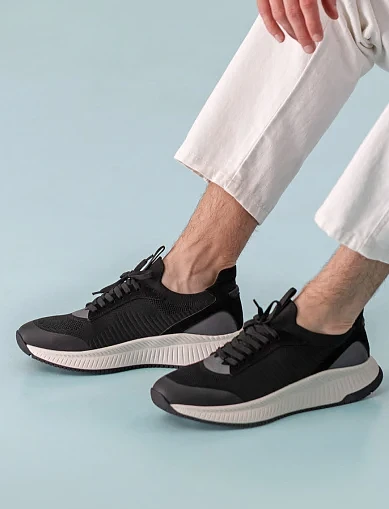 Мужские кроссовки MIRATON тканевые черные - фото 1 - Miraton