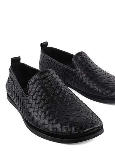 Мужские слипоны Miguel Miratez кожаные черные - фото 5 - Miraton