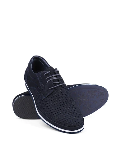 Мужские туфли Miguel Miratez из нубука синие - фото 2 - Miraton