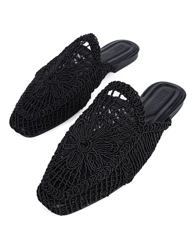 Женские слиперы Attizzare Мюлі тканевые черные - фото 3 - Miraton