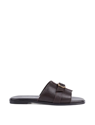 Женские шлепанцы Attizzare кожаные коричневые - фото 2 - Miraton