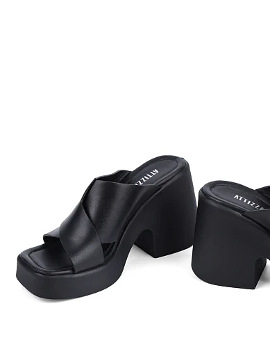 Женские сабо Attizzare кожаные черные - фото 2 - Miraton