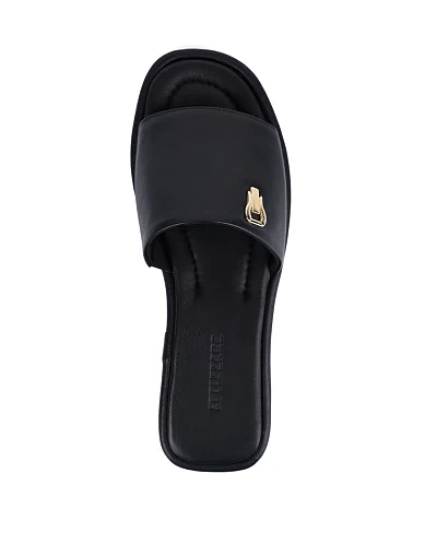 Женские шлепанцы Attizzare кожаные черные - фото 2 - Miraton