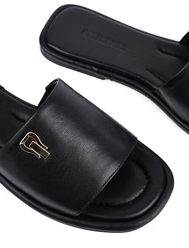 Женские шлепанцы Attizzare кожаные черные - фото 5 - Miraton