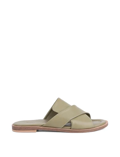 Женские шлепанцы Attizzare кожаные зеленые - фото 1 - Miraton