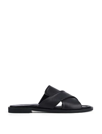 Женские шлепанцы Attizzare кожаные черные - фото 1 - Miraton