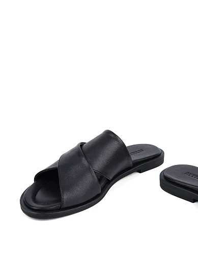 Женские шлепанцы Attizzare кожаные черные - фото 3 - Miraton